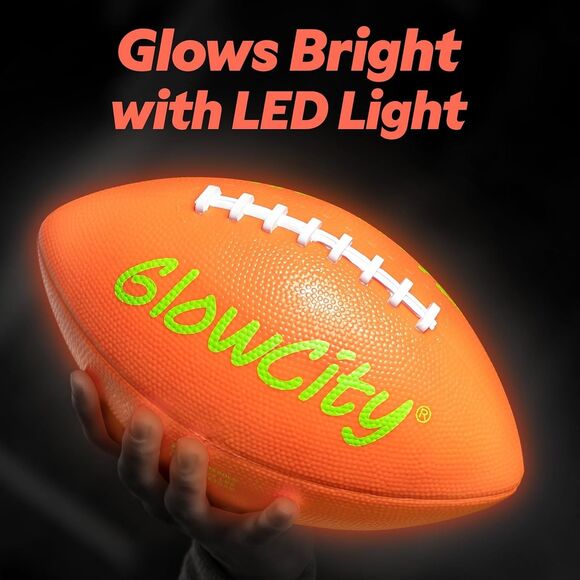 GlowCity Glow in The Dark Football Light Up LED Ball Evening Play Size 6 Orange - Picture 5 of 12